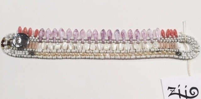 Ziio's Mistinguett Bracelet in Mother of Pearl & Pink Bohemian Glass