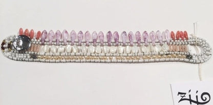 Ziio's Mistinguett Bracelet in Mother of Pearl & Pink Bohemian Glass