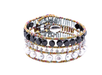 Ziio's small Grey Pearl & Black Onyx Bracelet view 2