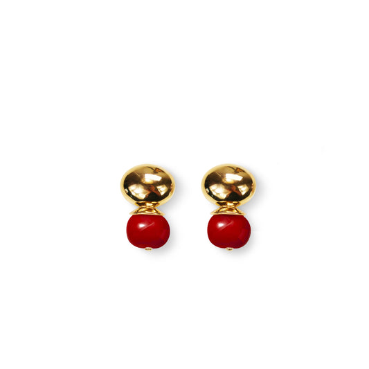 Baby Pebble Orb Earrings, Oxblood