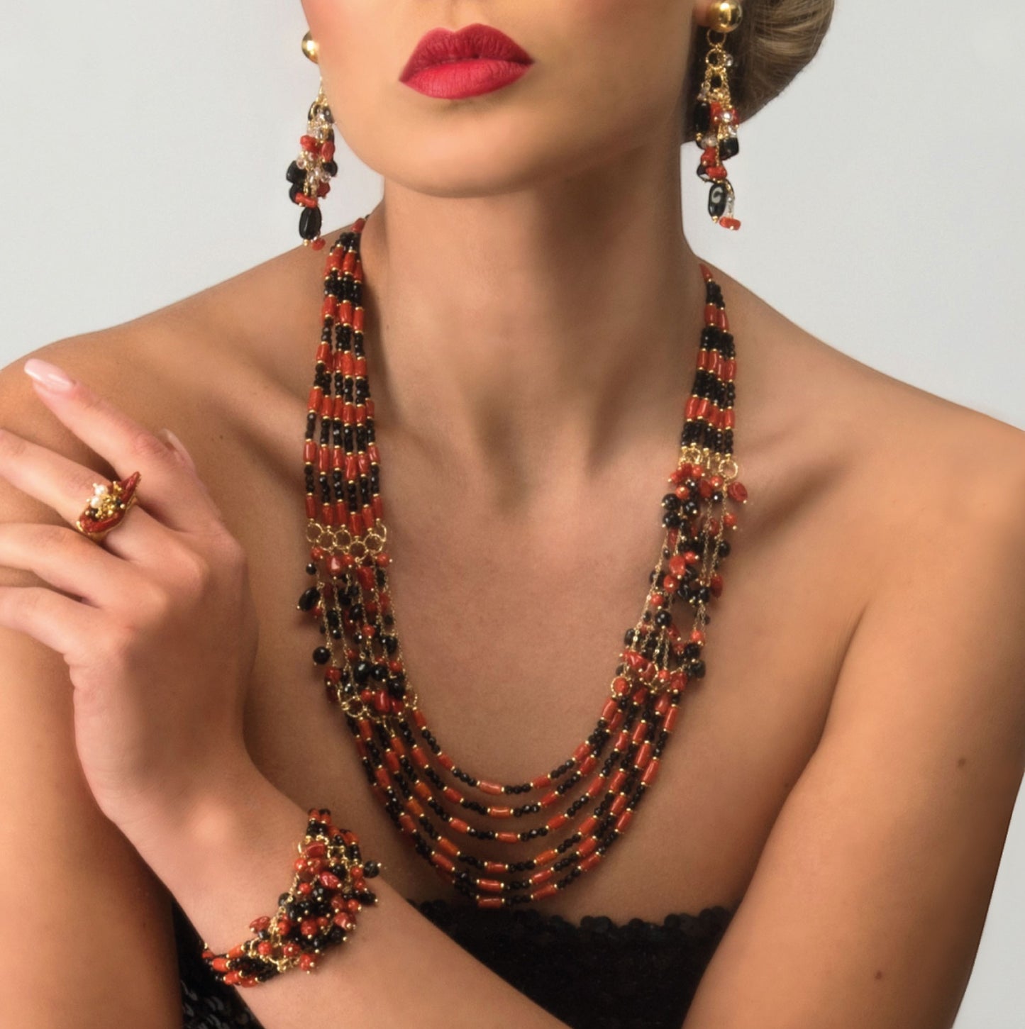 Sherì Dangling Coral Earrings