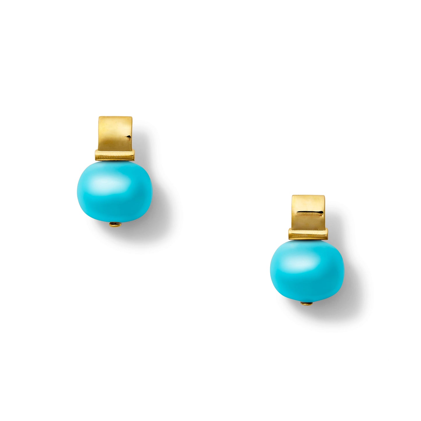 Smooth + Classic Pebble Pearl Posts, Medium — Turquoise