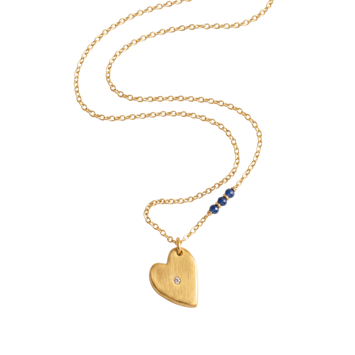 Heart of Gold Diamond & Sapphire Necklace