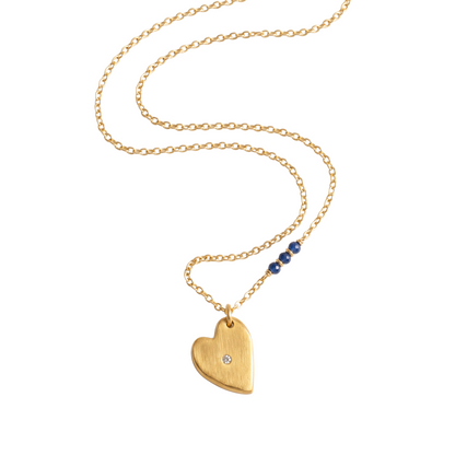 Heart of Gold Diamond & Sapphire Necklace