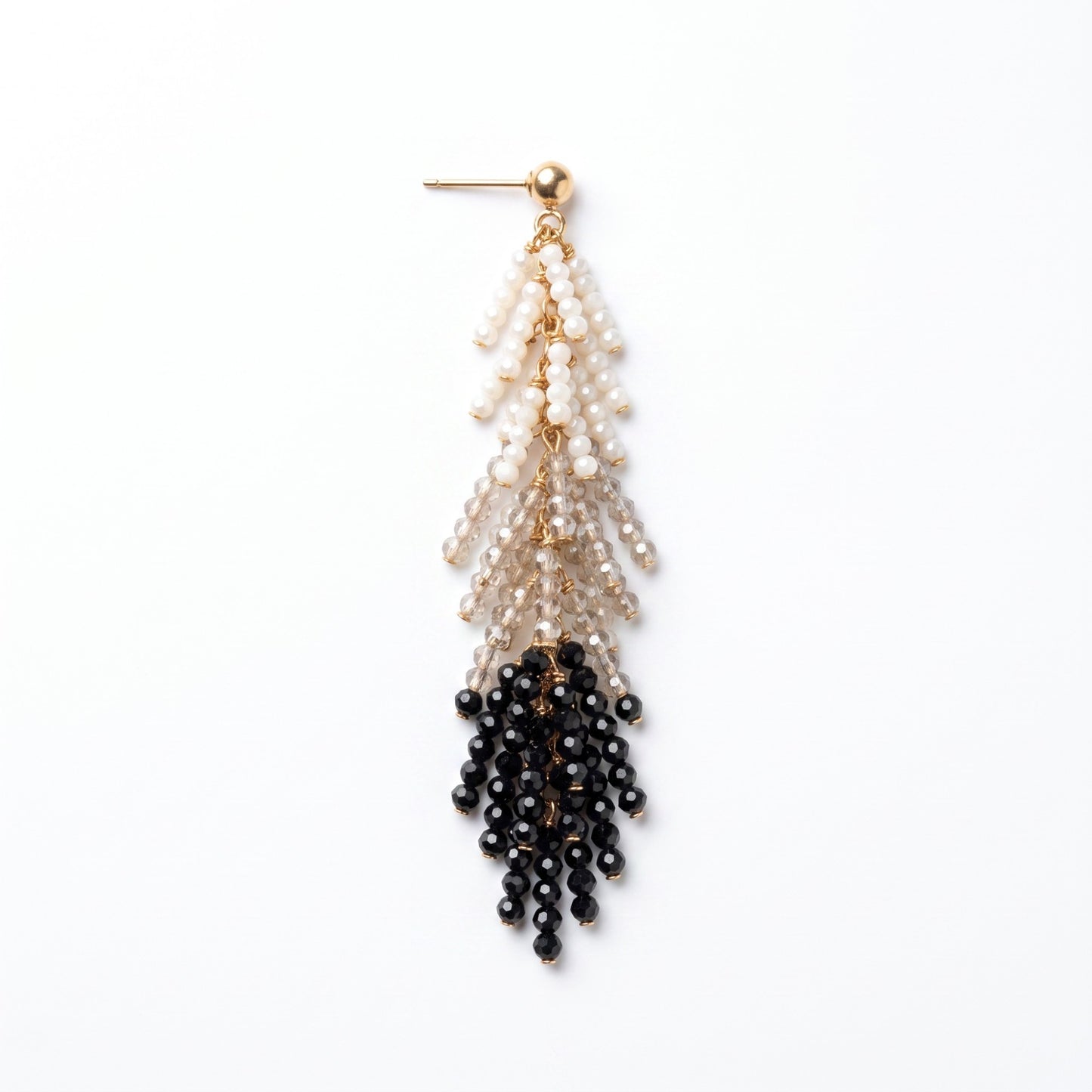 Chandelier Earrings in White Opal, Labradorite & Spinel Gemstones