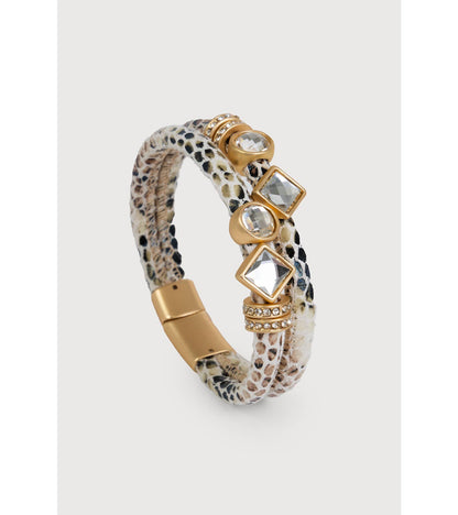 Bling Charm Leather Scale Bracelet