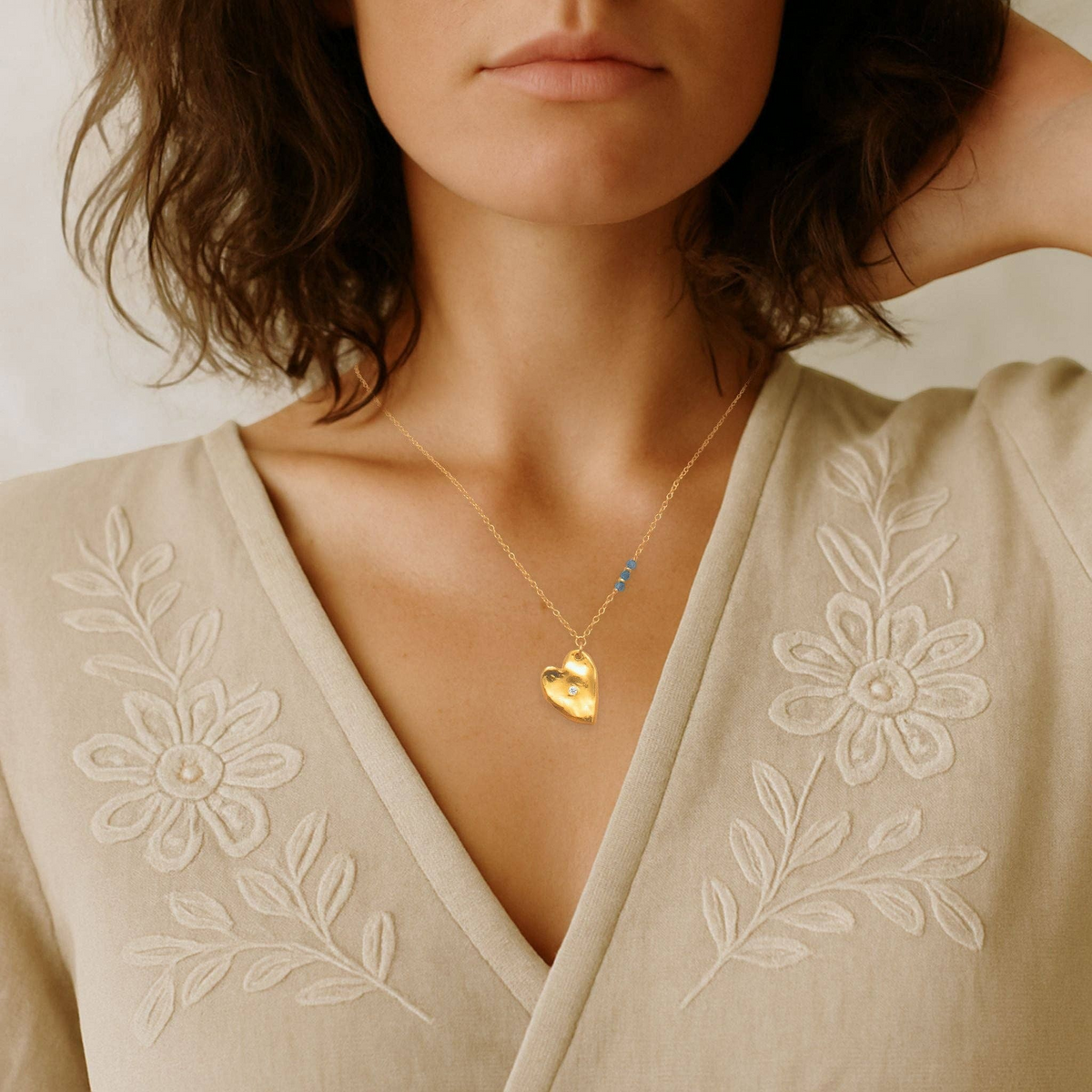 Heart of Gold Diamond & Sapphire Necklace
