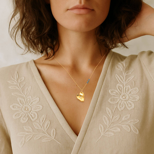 Heart of Gold Diamond & Sapphire Necklace