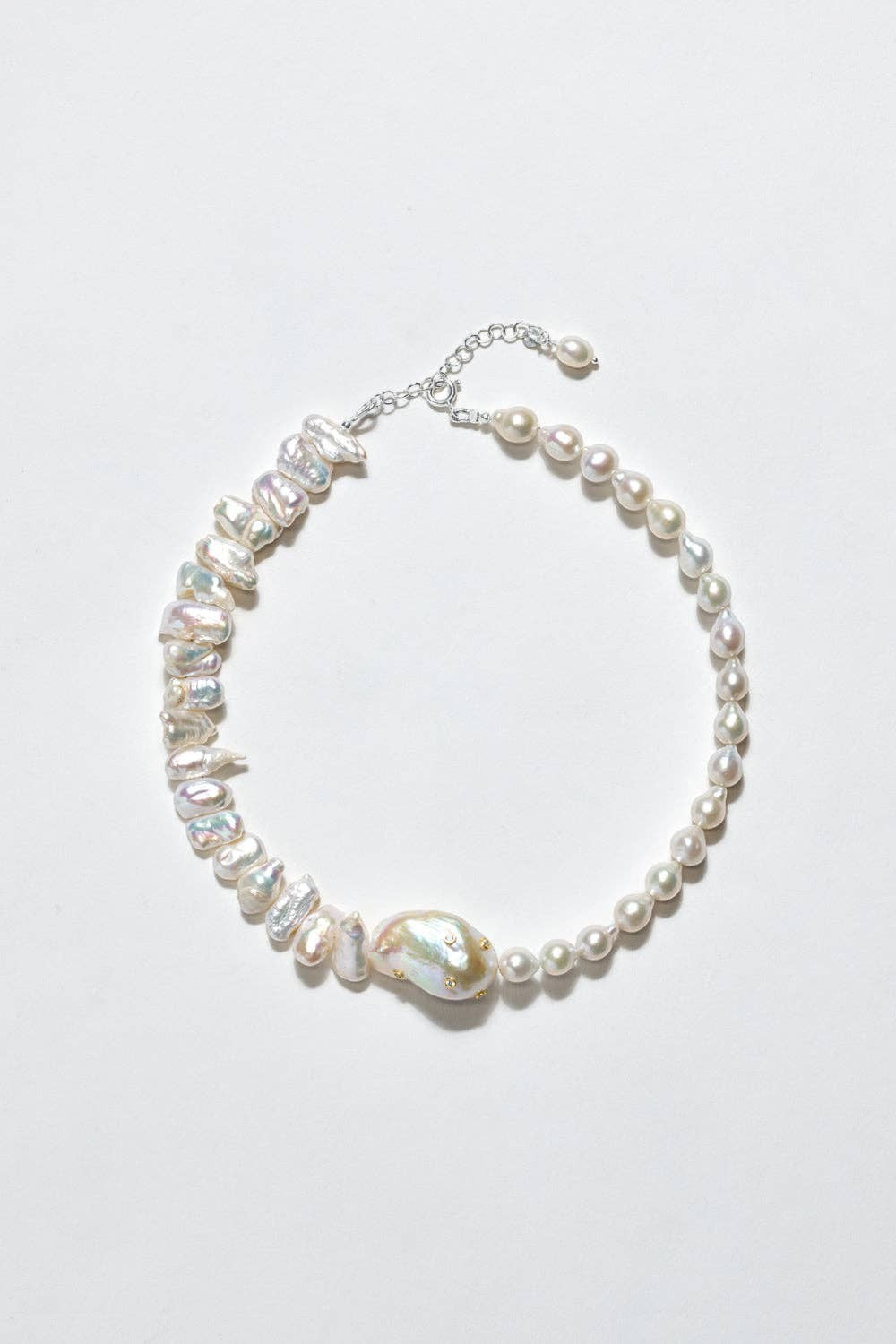 Baroque Pearl Necklace with Gold Zircons