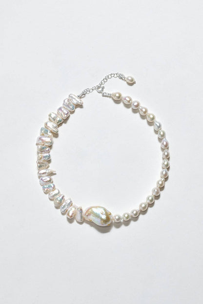 Baroque Pearl Necklace with Gold Zircons