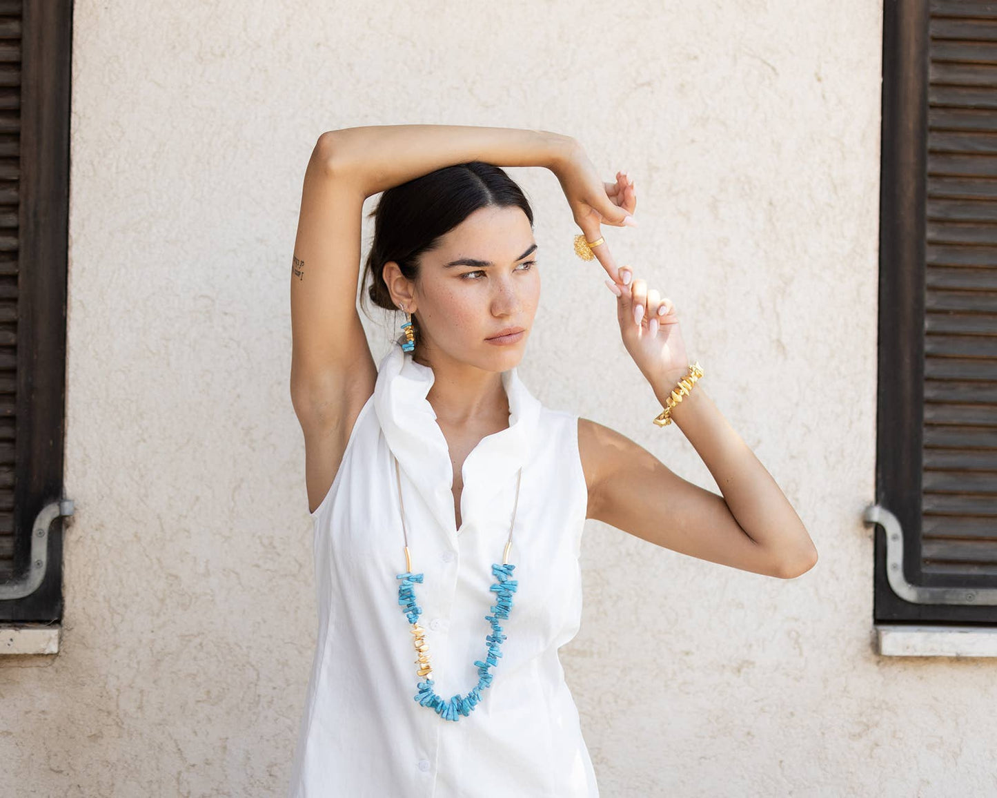 Agnes Light Blue Long Beaded Necklace