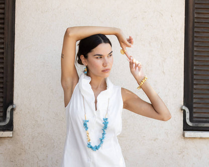 Agnes Light Blue Long Beaded Necklace