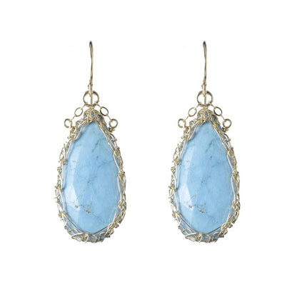 Fallen Leaf Earrings in Turquoise & Gold