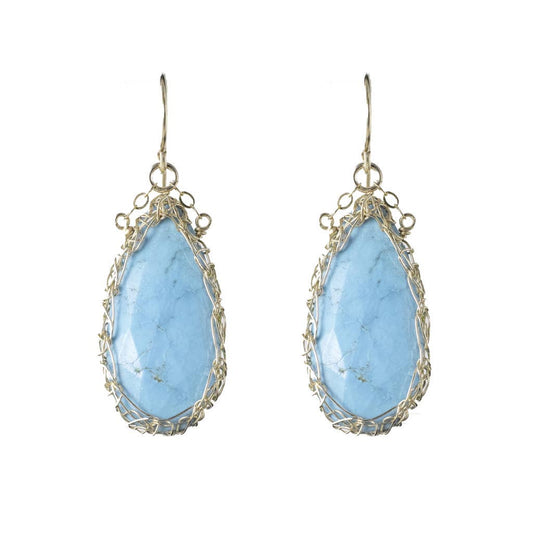 Fallen Leaf Earrings in Turquoise & Gold