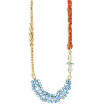 Ines Braided Necklace with Colored Gemstones