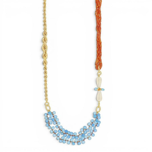 Ines Braided Necklace with Colored Gemstones