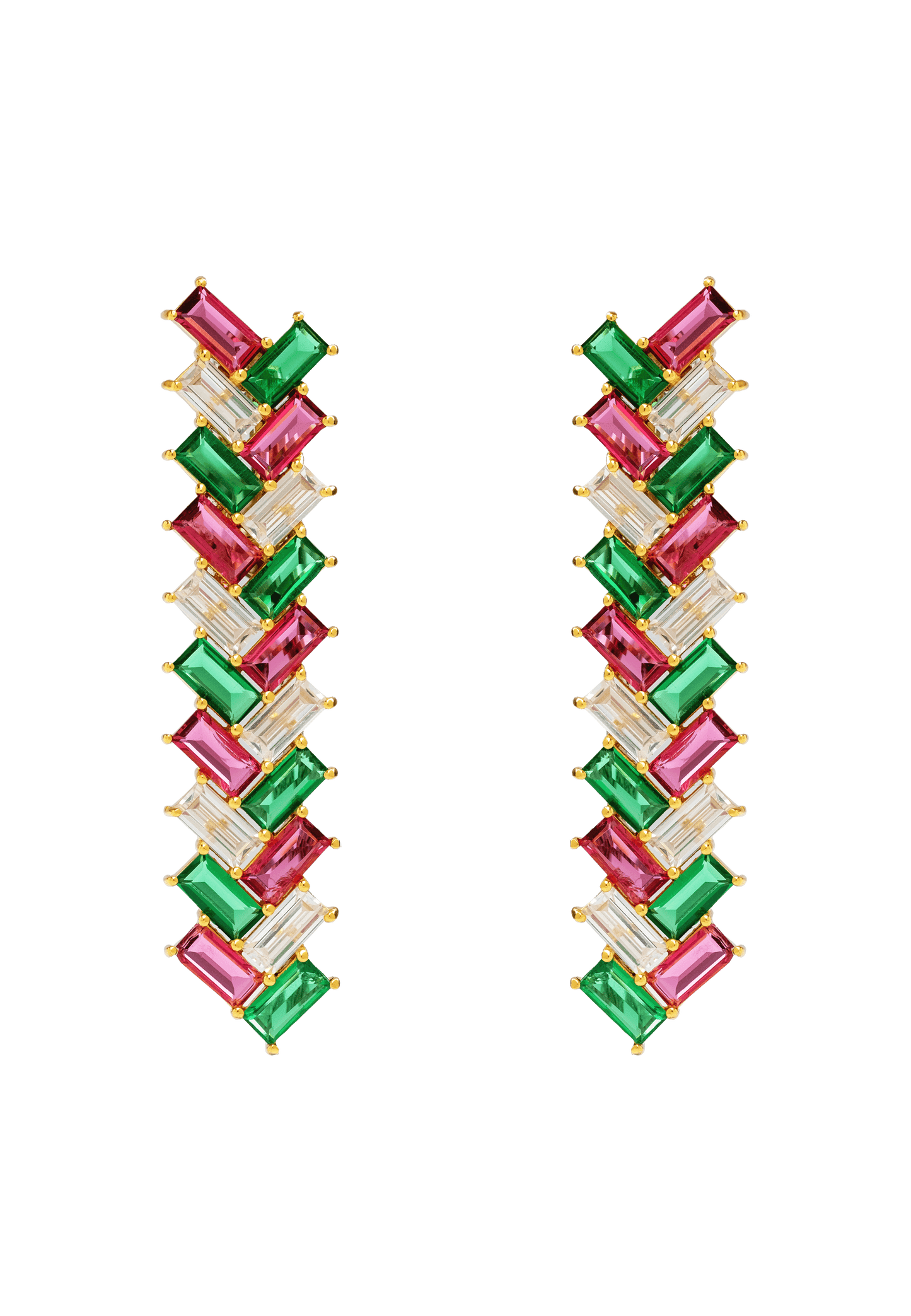 Red, White & Green Geometric Earrings