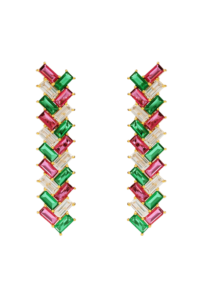 Red, White & Green Geometric Earrings