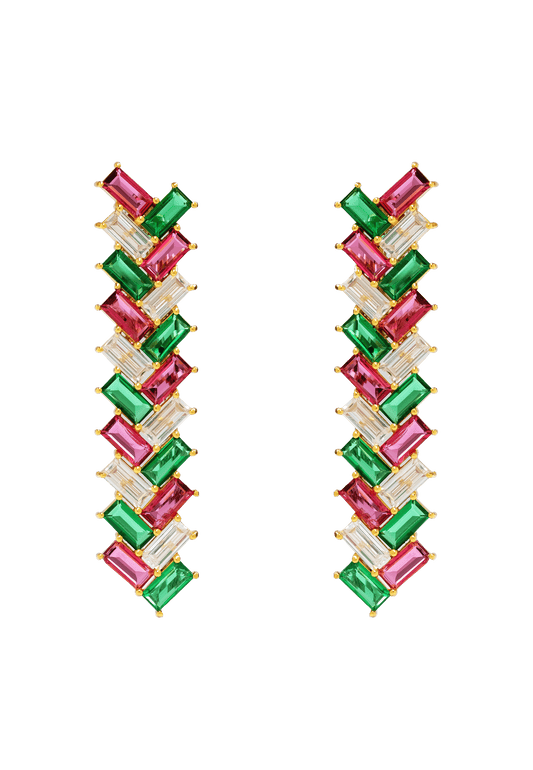 Red, White & Green Geometric Earrings