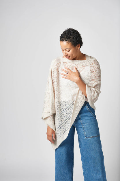 'Tuscan Wedding Poncho', Mohair Blend in Off White