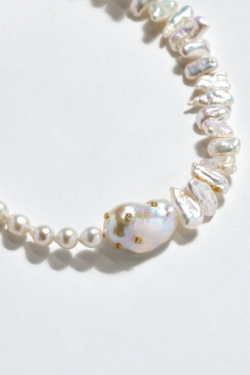 Baroque Pearl Necklace with Gold Zircons