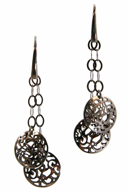 Dark Rhodium Sterling Filigree Drop Earring