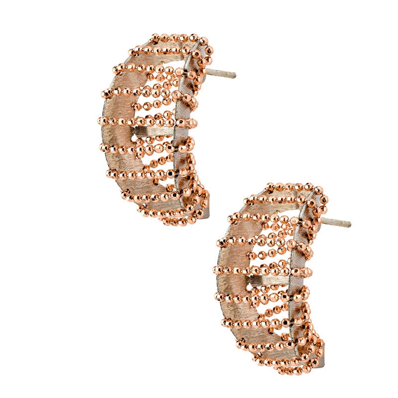 Silver, Rose Gold Wrapped Hoop Earrings by Frederic Duclos