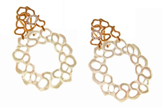Mother of Pearl & Diamond Earrings in 18k Gold