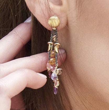 Mixed Color Sapphire Gemstone Drop Earrings by Mabel Chong