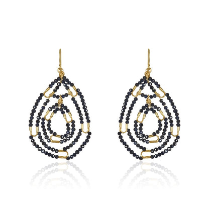 Dark Blue Sapphire Beaded Earring by Mabel Chong