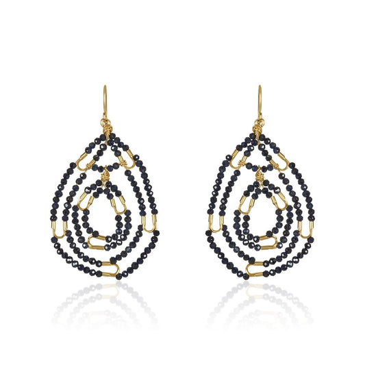 Dark Blue Sapphire Beaded Earring by Mabel Chong