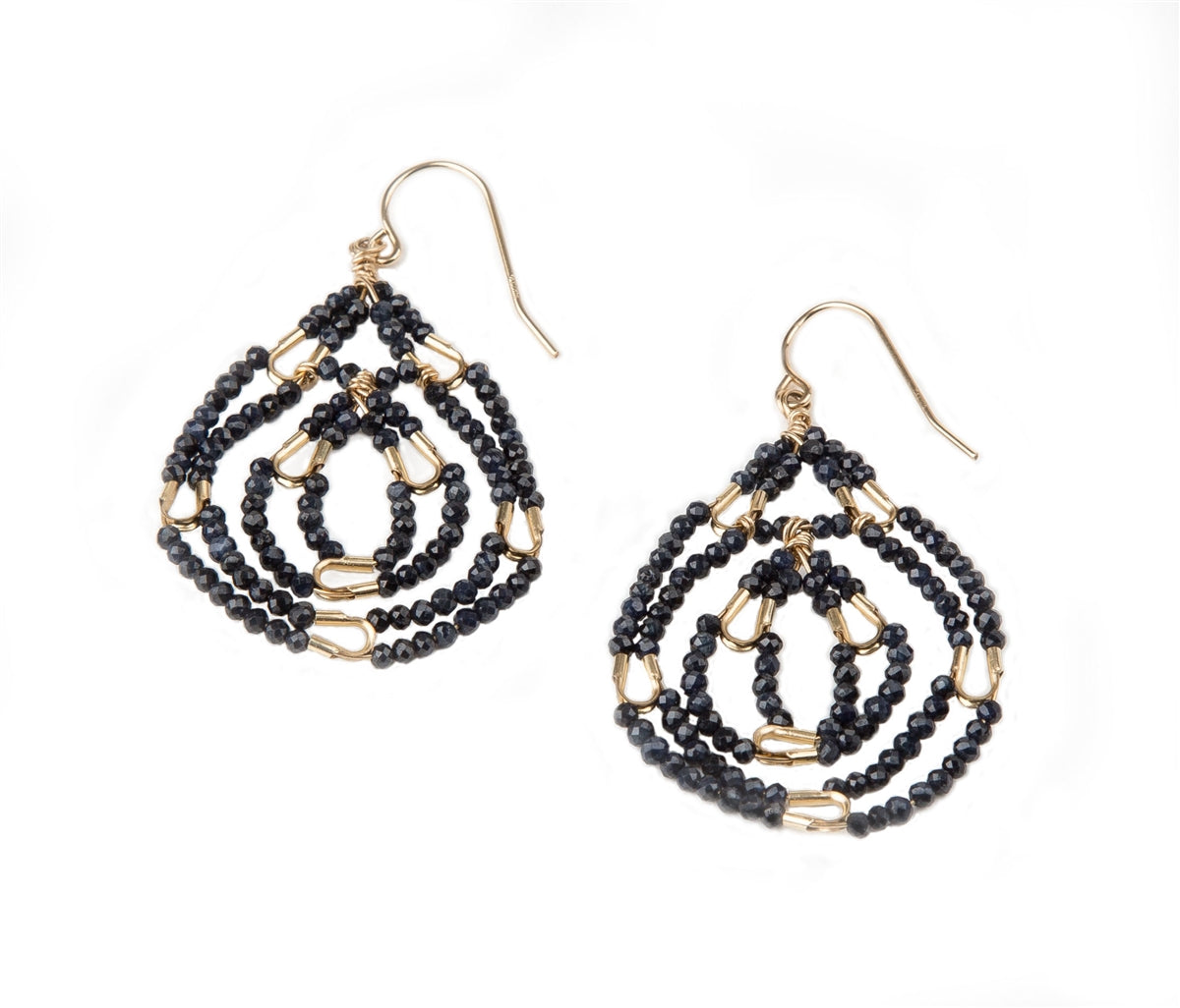 Dark Blue Sapphire Beaded Earring by Mabel Chong view 2