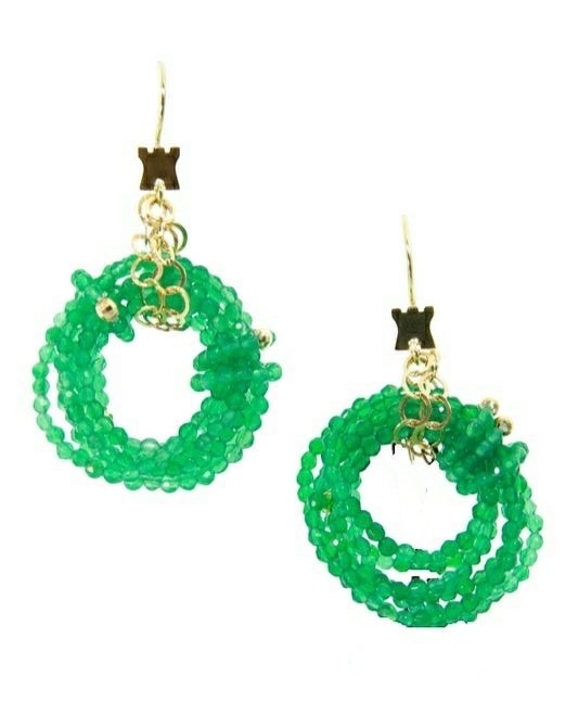 Infinity Drop Earring in Green Agate Gemstones by Rajola view 2