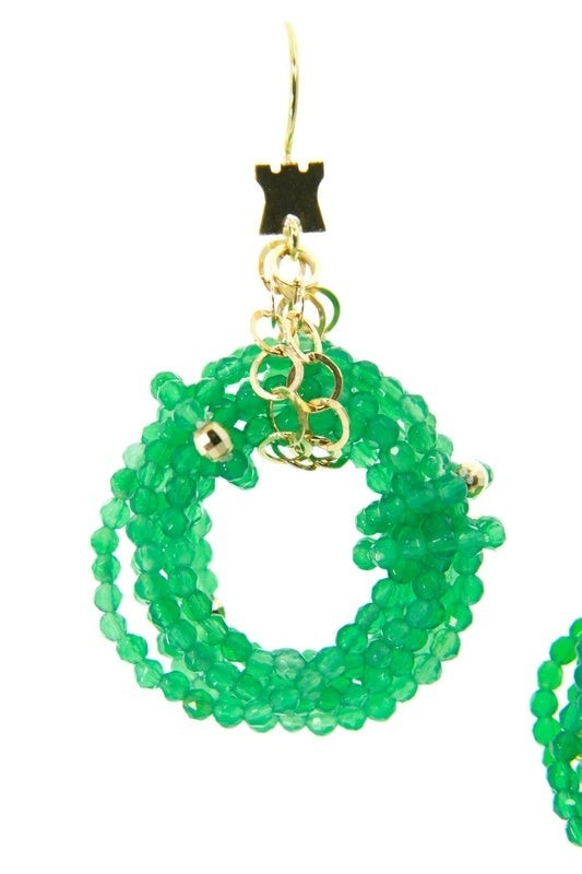 Infinity Drop Earring in Green Agate Gemstones by Rajola view 3