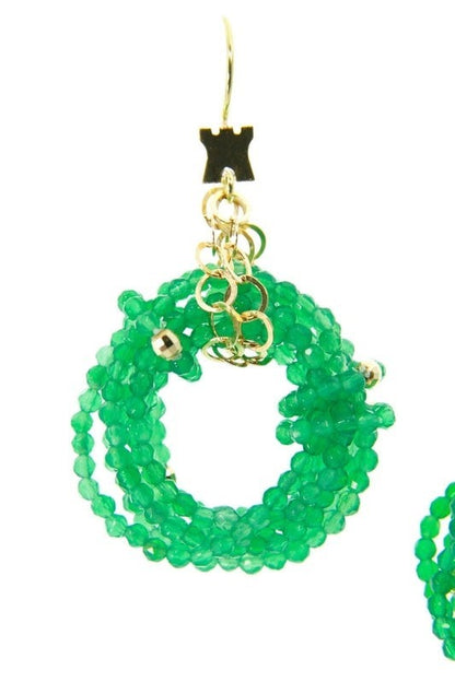 Infinity Drop Earring in Green Agate Gemstones by Rajola view 3