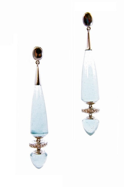 Aquamarine & Diamond Chandelier Earrings, 18k Wht Gold