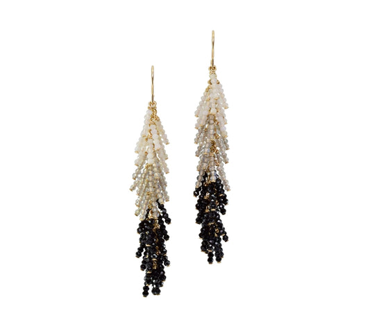 Chandelier Earrings in White Opal, Labradorite & Spinel Gemstones