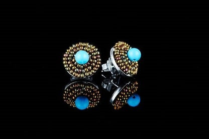 Blue Magnesite Button Earrings by Ziio