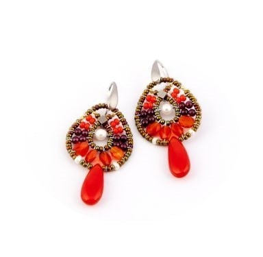Ziio's Fenice Earring in Orange Carnelian & Onyx Gemstones