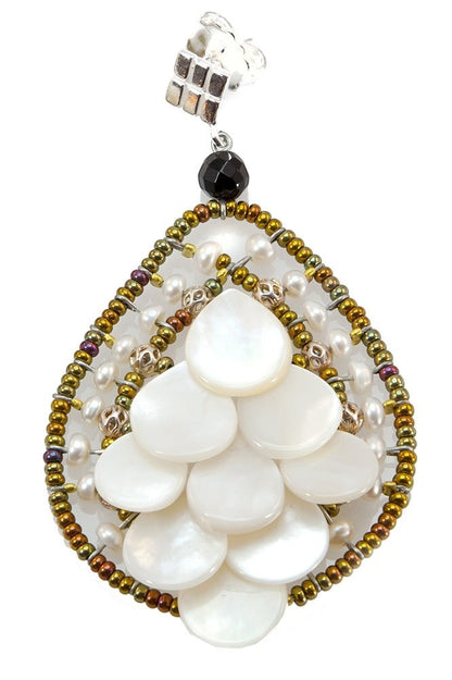 Ziio's Chandelier Mermaid Earrings in White Pearl view 2