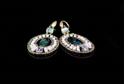 Ziio's Moonlight Earring in Pink with Abalone & Amethyst