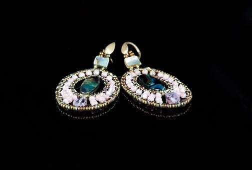 Ziio's Moonlight Earring in Pink with Abalone & Amethyst