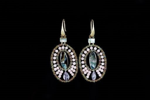 Ziio's Moonlight Earring in Pink with Abalone & Amethyst view 2