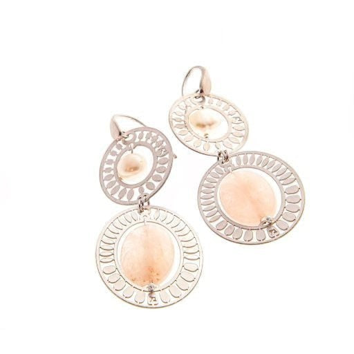 Long Morganite Gemstone & Pearl Oasis Earrings by Ziio