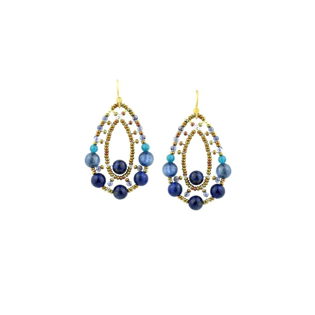 Ziio's Shinju Blue Comet Gemstone Drop Earring