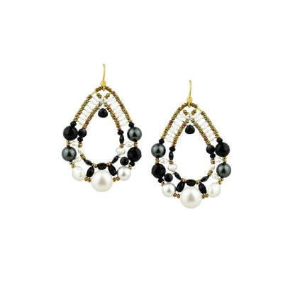 Ziio's Shinju Black Onyx & Pearl Drop Earring