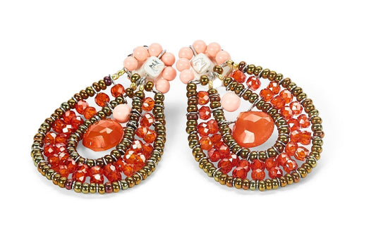 Orange Zircon & Carnelian Gemstone Drop Earring by Ziio