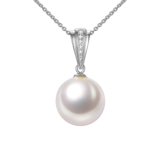 Diamond Accent Pearl Pendant Necklace, 18k Gold