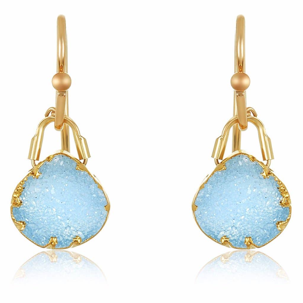 Romeo Blue Geode Earrings, Gold-Filled