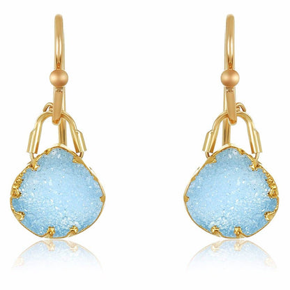 Romeo Blue Geode Earrings, Gold-Filled